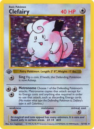 [PKM] Clefairy (5/102) (Shadowless) [Base Set 1st Edition]