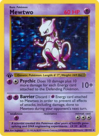 [PKM] Mewtwo (10/102) [Base Set Shadowless Unlimited]