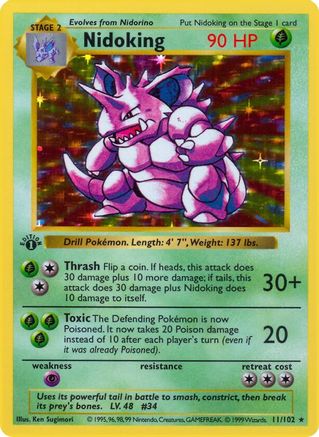 [PKM] Nidoking (11/102) [Base Set Shadowless Unlimited]