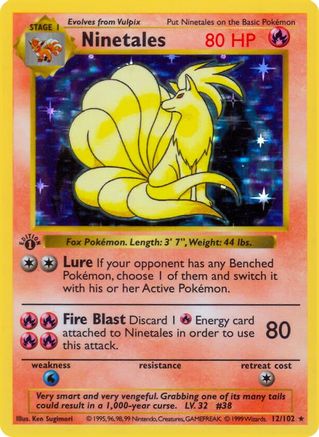 [PKM-R] Ninetales (12/102) (Shadowless) [Base Set 1st Edition]