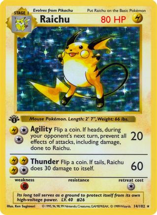 [PKM] Raichu (14/102) [Base Set Shadowless Unlimited]