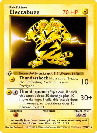 [PKM-R] Electabuzz (20/102) (Shadowless) [Base Set 1st Edition]