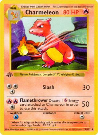 [PKM-C] Charmeleon (24/102) (Shadowless) [Base Set 1st Edition]