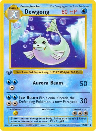 [PKM] Dewgong (25/102) (Shadowless) [Base Set 1st Edition]