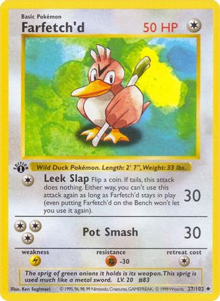 [PKM-C] Farfetch'd (27/102) (Shadowless) [Base Set 1st Edition]