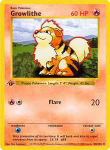 [PKM] Growlithe (28/102) [Base Set Shadowless Unlimited]
