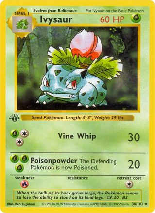 [PKM] Ivysaur (30/102) (Shadowless) [Base Set 1st Edition]