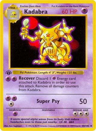 [PKM] Kadabra (32/102) [Base Set Shadowless Unlimited]