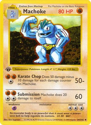 [PKM-C] Machoke (34/102) (Shadowless) [Base Set 1st Edition]