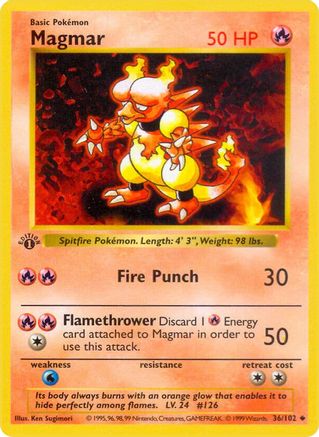 [PKM-C] Magmar (36/102) [Base Set Shadowless Unlimited] - Misty Mountain Games