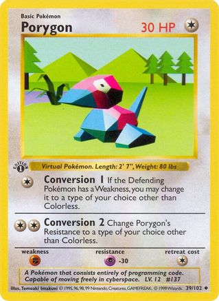 [PKM-C] Porygon (39/102) (Shadowless) [Base Set 1st Edition]