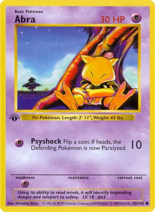 [PKM] Abra (43/102) (Shadowless) [Base Set 1st Edition]
