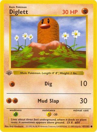 [PKM] Diglett (47/102) (Shadowless) [Base Set 1st Edition]