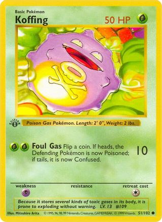 [PKM] Koffing (51/102) (Shadowless) [Base Set 1st Edition]