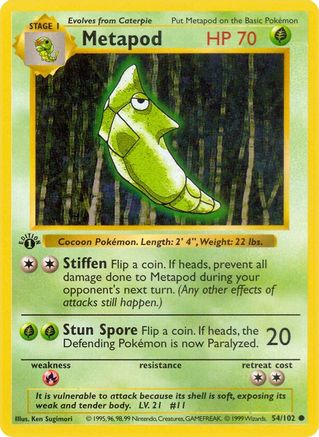 [PKM-C] Metapod (54/102) (Shadowless) [Base Set 1st Edition]