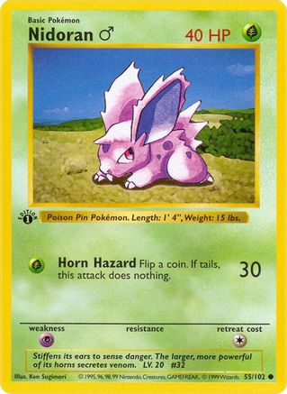 [PKM-C] Nidoran (55/102) (Male) [Base Set Shadowless Unlimited] - Misty Mountain Games