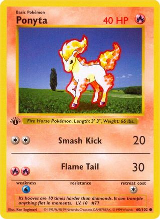[PKM-C] Ponyta (60/102) [Base Set Shadowless Unlimited] - Misty Mountain Games