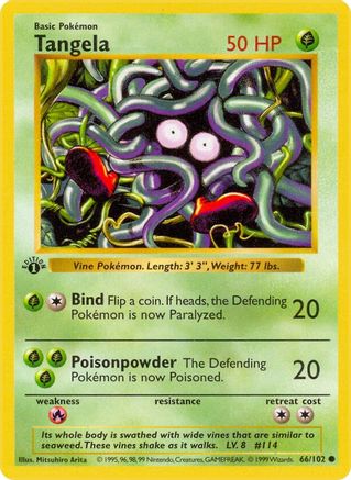 [PKM] Tangela (66/102) (Shadowless) [Base Set 1st Edition]