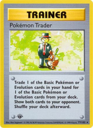 [PKM] Pokemon Trader (77/102) (Shadowless) [Base Set 1st Edition]