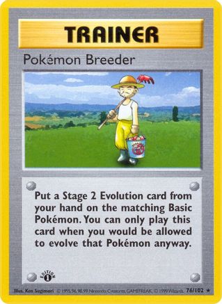 [TR] Pokemon Breeder (76/102) [Base Set Shadowless Unlimited] - Misty Mountain Games
