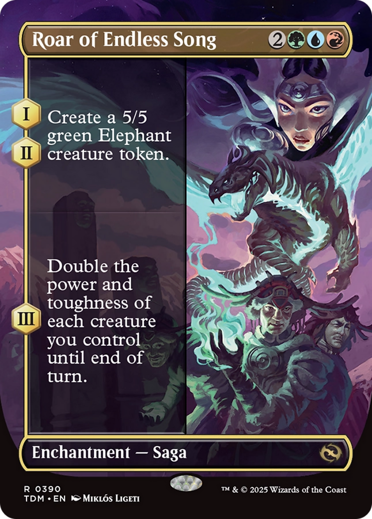 {@R} Roar of Endless Song (Borderless) [Tarkir: Dragonstorm][TDM 390]