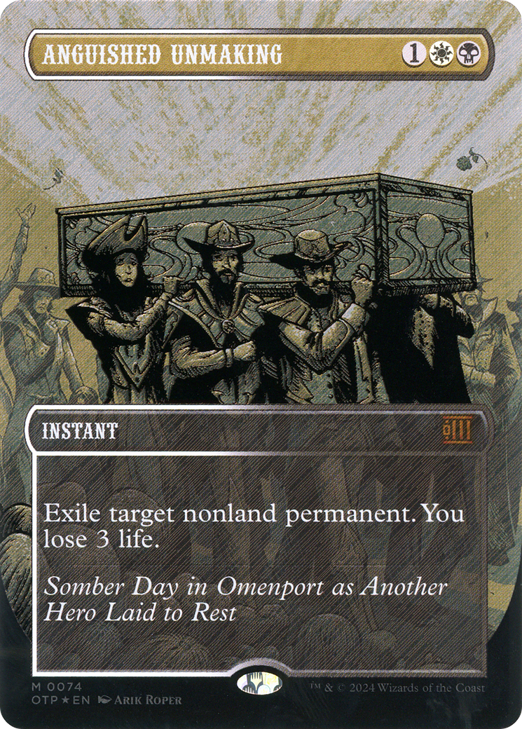 {R} Anguished Unmaking (Textured Foil) [Outlaws of Thunder Junction: Breaking News][OTP 074]