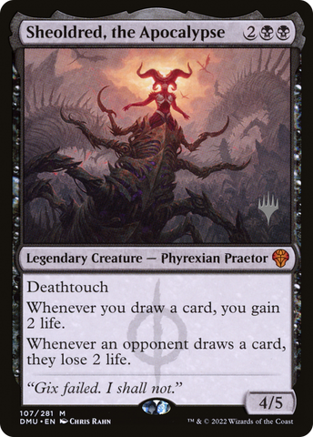 {R} Sheoldred, the Apocalypse (Promo Pack) [Dominaria United Promos][PP DMU 107]