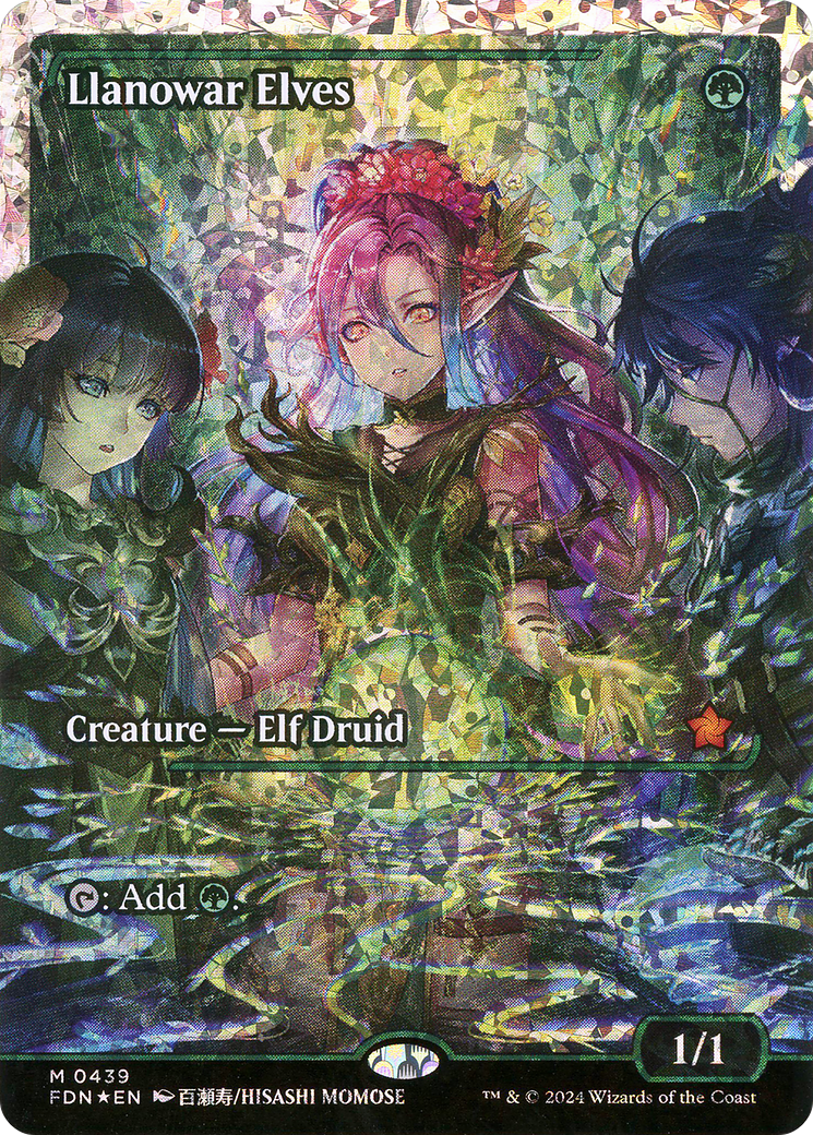 {@R} Llanowar Elves (Showcase) (Fracture Foil) [Foundations][FDN 439]