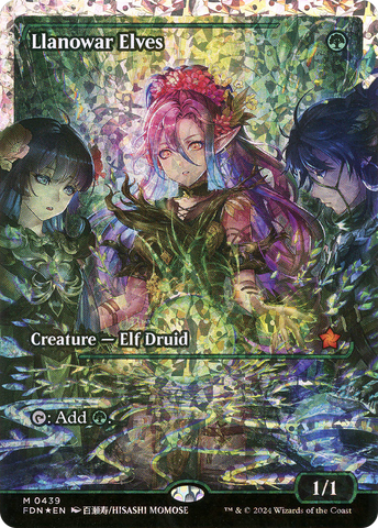 {@R} Llanowar Elves (Showcase) (Fracture Foil) (Japanese) [Foundations][JP FDN 439]