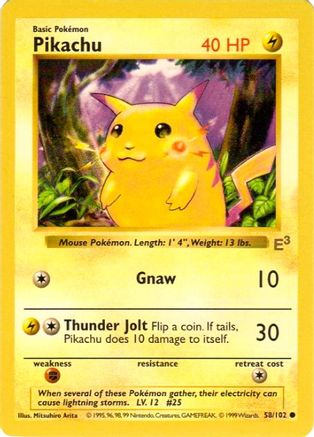 [PKM] Pikachu (58/102) (E3 Stamped Promo with Red Cheeks) [Miscellaneous Cards & Products]