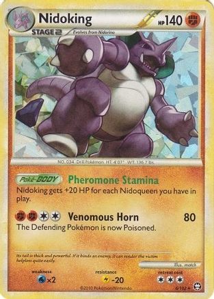 [PKM] Nidoking (6/102) (Cracked Ice Holo) (Theme Deck Exclusive) [HeartGold & SoulSilver: Triumphant]
