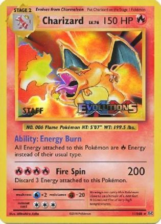 [PKM] Charizard (11/108) (XY Evolutions Staff Prerelease) [XY: Black Star Promos]