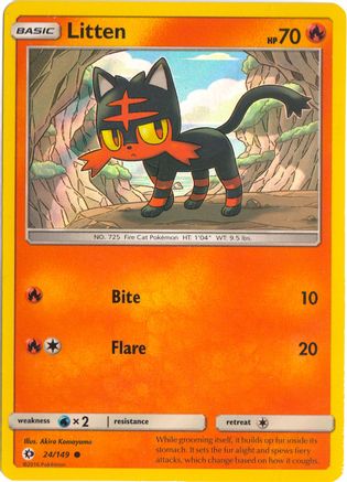 [PKM] Litten (24/149) (Water Web Holo) [Sun & Moon: Base Set]