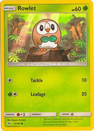 [PKM-R] Rowlet (9/149) (Water Web Holo) [Sun & Moon: Base Set]