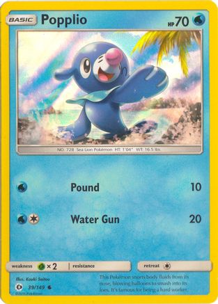 [PKM] Popplio (39/149) (Water Web Holo) [Sun & Moon: Base Set]