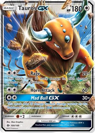 [PKM] Tauros GX (100/149) [Sun & Moon: Base Set]