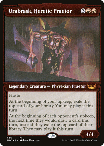 {R} Urabrask, Heretic Praetor (Showcase Art Deco Foil Etched) [Streets of New Capenna][SNC 446]