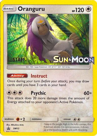 [PKM] Oranguru (SM13) (Staff Prerelease Promo) [Sun & Moon: Black Star Promos]