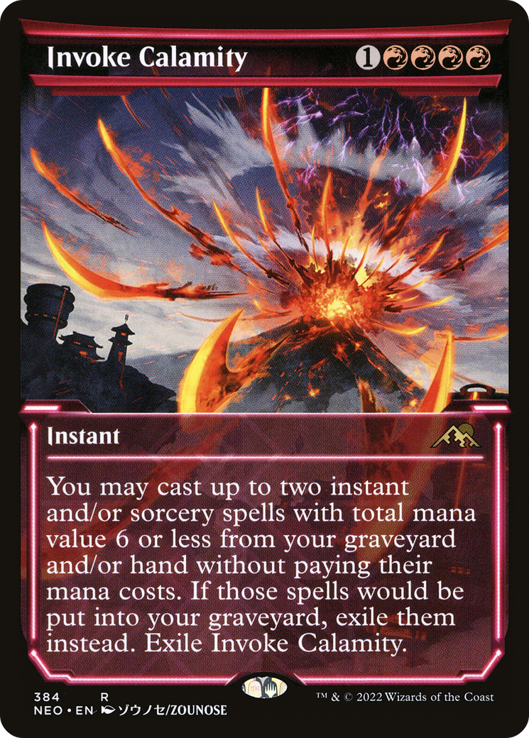 {R} Invoke Calamity (Showcase Soft Glow) [Kamigawa: Neon Dynasty][NEO 384]