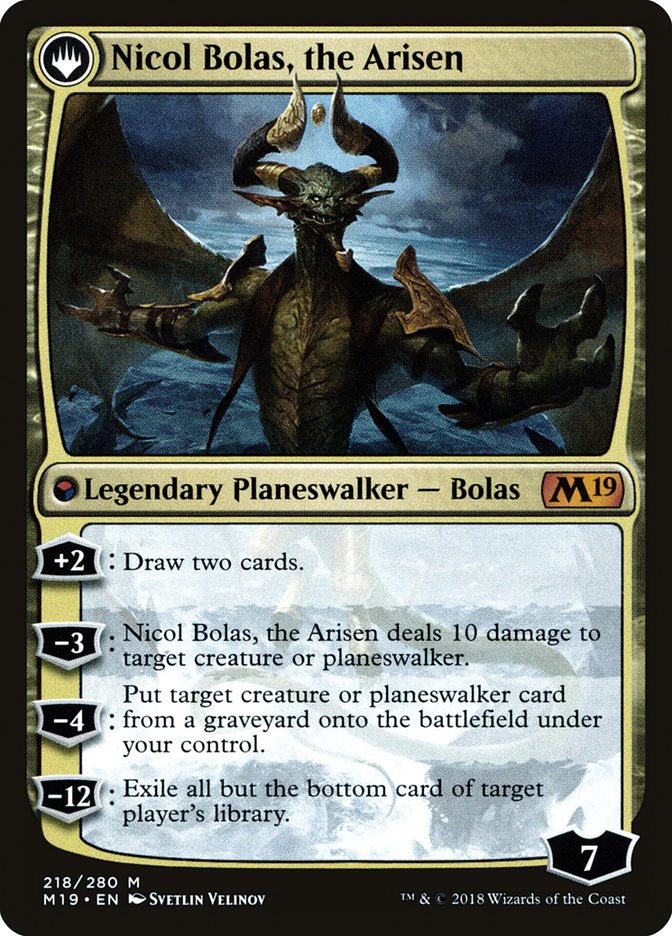 {R} Nicol Bolas, the Ravager // Nicol Bolas, the Arisen [Core Set 2019 Prerelease Promos][PR M19 218] - Misty Mountain Games