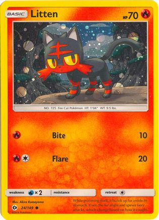 [PKM-R] Litten (24/149) (Cosmos Holo) [Sun & Moon: Base Set]