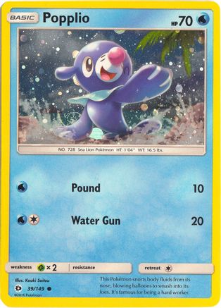 [PKM] Popplio (39/149) (Cosmos Holo) [Sun & Moon: Base Set]