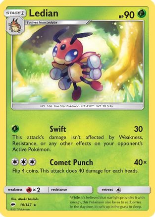 [PKM] Ledian (10/147) [Sun & Moon: Burning Shadows]