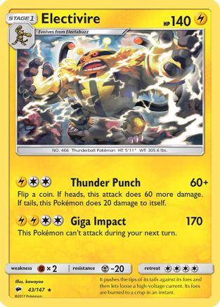 [PKM] Electivire (43/147) [Sun & Moon: Burning Shadows]