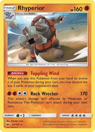 [PKM] Rhyperior (67/147) [Sun & Moon: Burning Shadows]