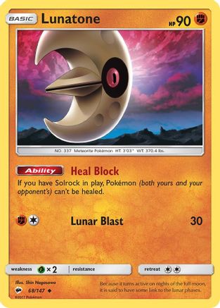 [PKM] Lunatone (68/147) [Sun & Moon: Burning Shadows]