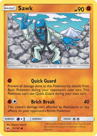 [PKM] Sawk (72/147) [Sun & Moon: Burning Shadows]