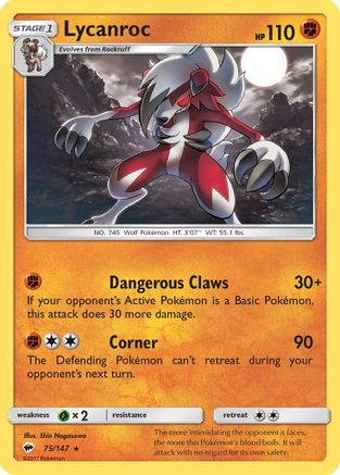 [PKM] Lycanroc (75/147) [Sun & Moon: Burning Shadows]