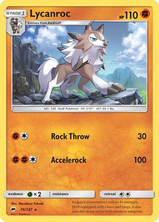 [PKM] Lycanroc (76/147) [Sun & Moon: Burning Shadows]