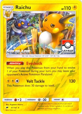 [PKM] Raichu (41/147) (League Promo 2nd Place) [Sun & Moon: Burning Shadows]